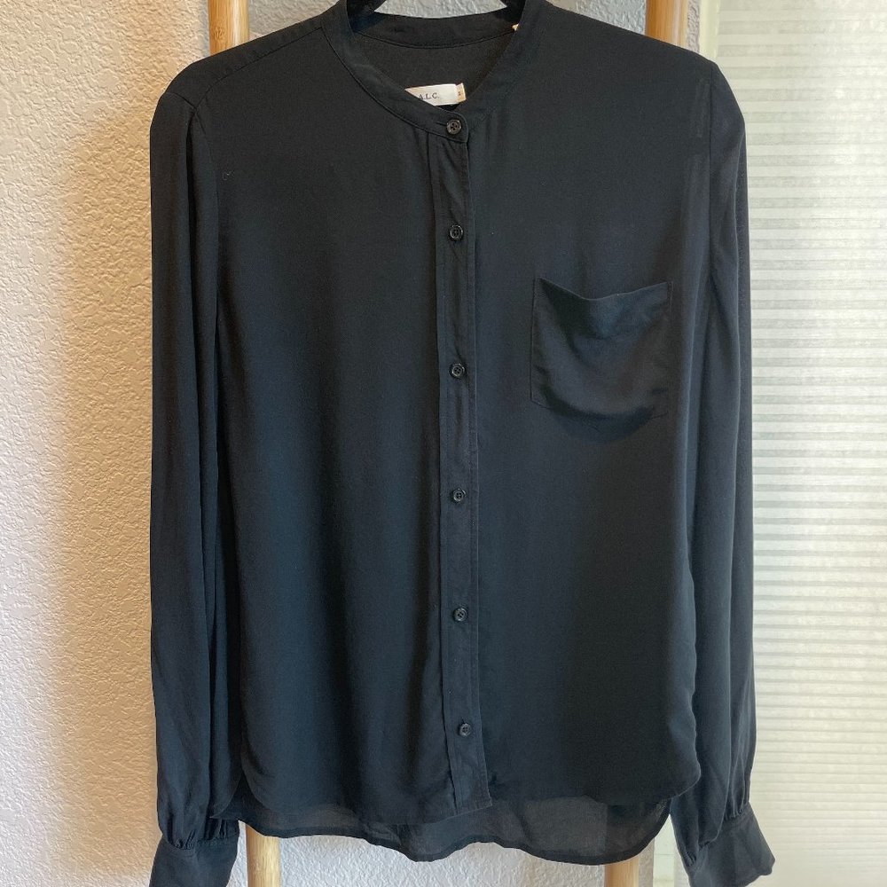 A.L.C. black button top, size 2